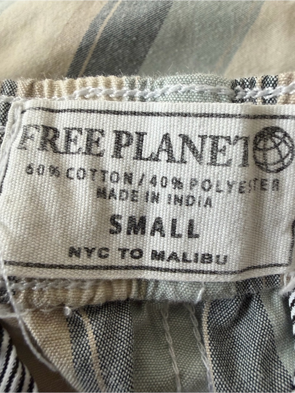 Free Planet Striped Drawstring Swim Trunks in Blue and Cream - Picture 3 of 3